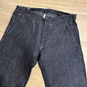 NEW Rogan Men’s Dark Wash Funnel Linen Jean Denim Selvedge Button Fly Size 32